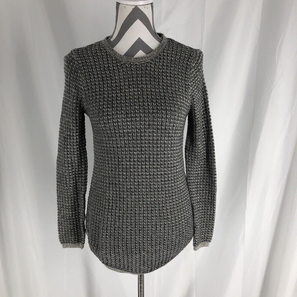 Jeanne Pierre Sweater Womens Small 100% Cotton Textured Knit Pullover Gray